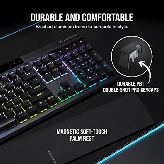 rayihni K70 RGB PRO MECHANICAL GAMING KEYBOARD - CHERRY MX RED KEYSWITCHES - 8,000HZ HYPER-POLLING - DURABLE PBT DOUBLE-SHOT KEYCAPS - PER-KEY RGB BACKLIGHTING - DETACHABLE USB TYPE-C CABLE - BLACK - Image 3