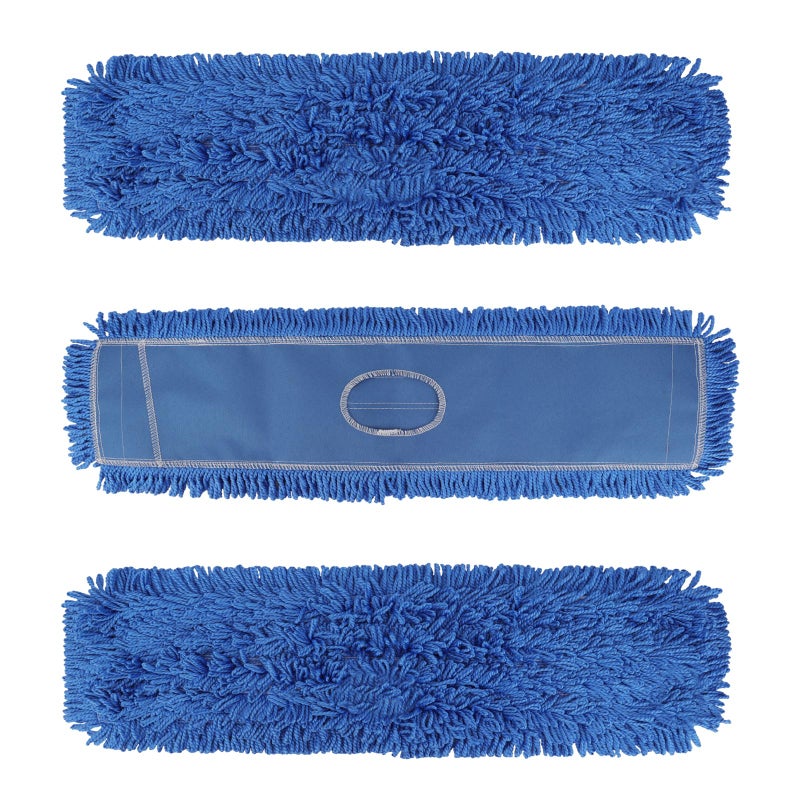 BeiLan 36 Inch Dust Mop Head: Replacement Medium Washable Commercial Mop Head Sweeper and Janitorial Replacement Blue (Blue - 36 Inch, 3 Pack) - Image 1