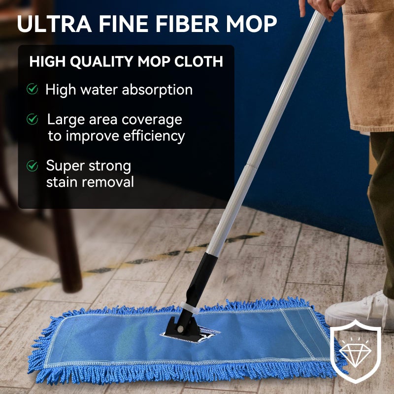 BeiLan 36 Inch Dust Mop Head: Replacement Medium Washable Commercial Mop Head Sweeper and Janitorial Replacement Blue (Blue - 36 Inch, 3 Pack) - Image 2