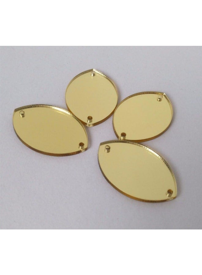 Sew On Water-Drop Shape Mirror Beads, DIY Mirrored Rhinestones for Costume Evening Dresses Cloth Garment Decoration Accessory (Gold) - Image 2