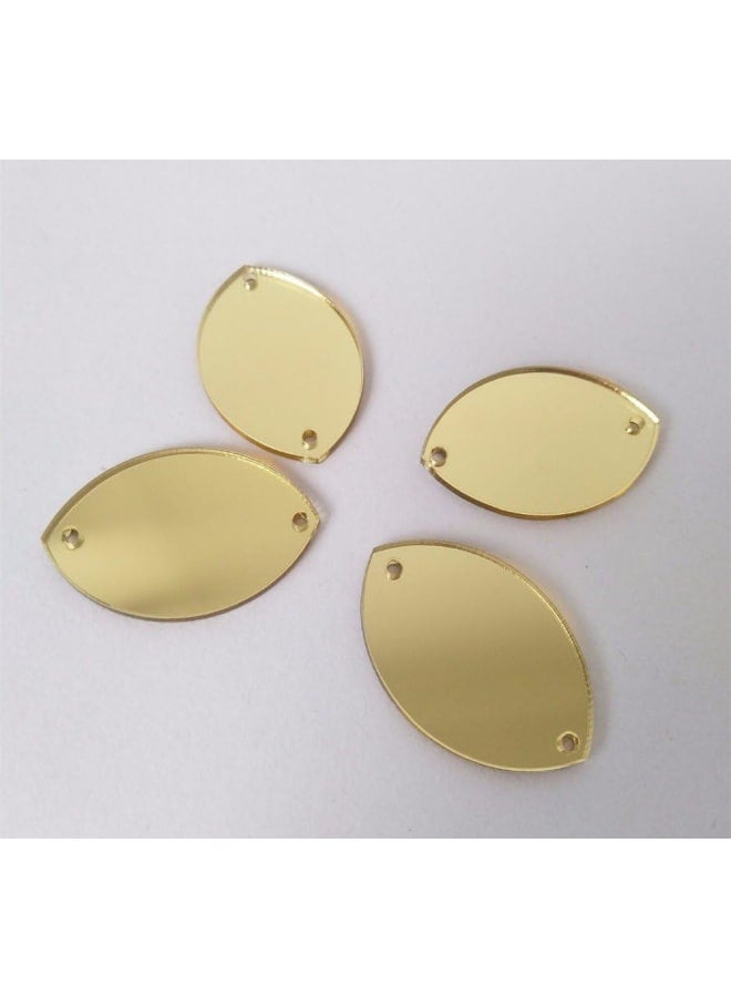 Sew On Water-Drop Shape Mirror Beads, DIY Mirrored Rhinestones for Costume Evening Dresses Cloth Garment Decoration Accessory (Gold) - Image 1
