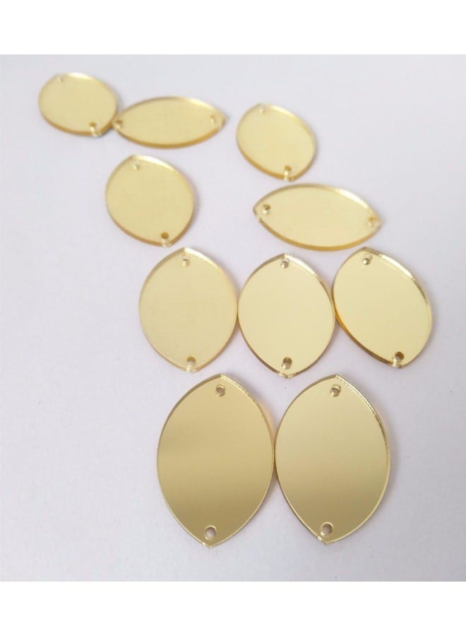 Sew On Water-Drop Shape Mirror Beads, DIY Mirrored Rhinestones for Costume Evening Dresses Cloth Garment Decoration Accessory (Gold) - Image 3