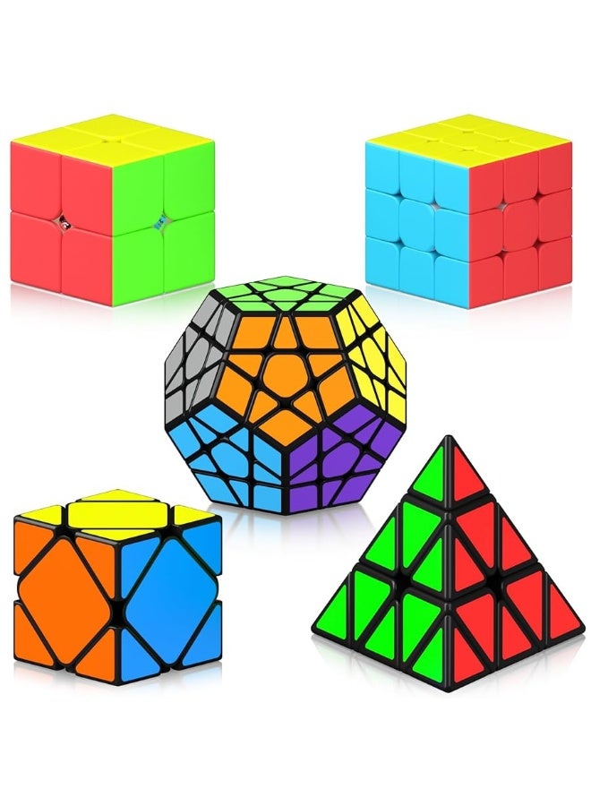 VDEALEN مجموعة مكعبات فيديالين السريعة، حزمة مكعبات 2x2 3x3 هرم دوديكاhedron سكيوبي مكعب سحري، مجموعة مكعبات الألغاز، هدايا عيد الفصح وعيد الحب للأطفال والمراهقين والبالغين - 5 قطع - Image 2