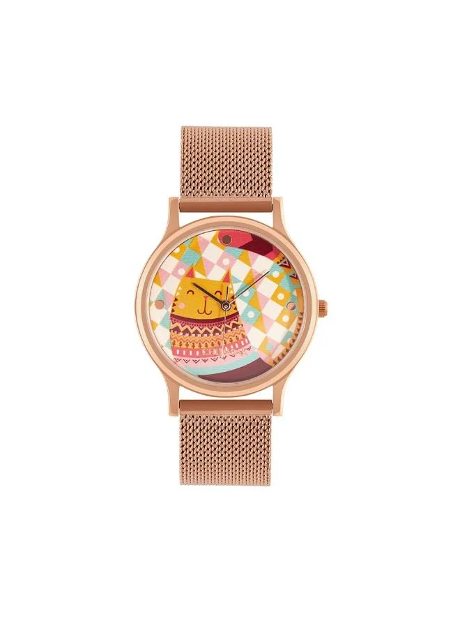 Chumbak Teal by Chumbak Carnival Cat Watch,Stainless Steel Mesh Strap