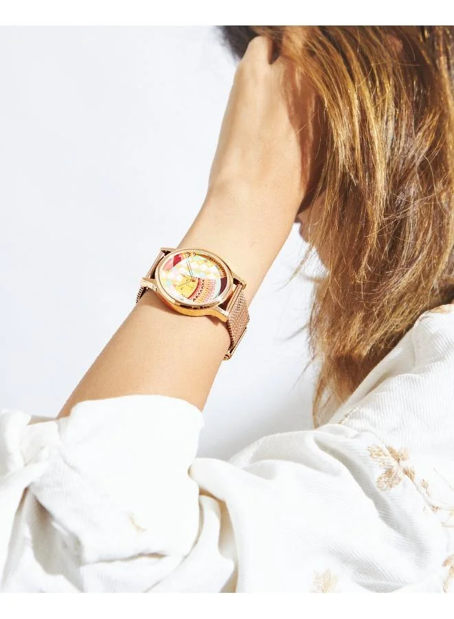 Chumbak Teal by Chumbak Carnival Cat Watch,Stainless Steel Mesh Strap