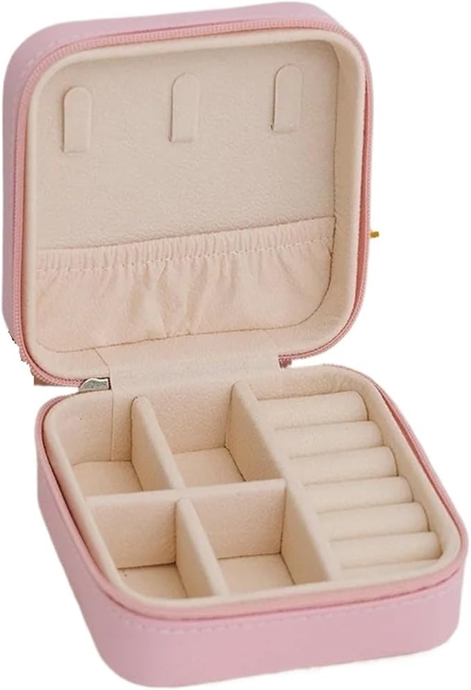 Pink Portable Jewelry Box Organizer 5 Piece Set For Travel Earrings Necklace Ring Display Case - Image 1