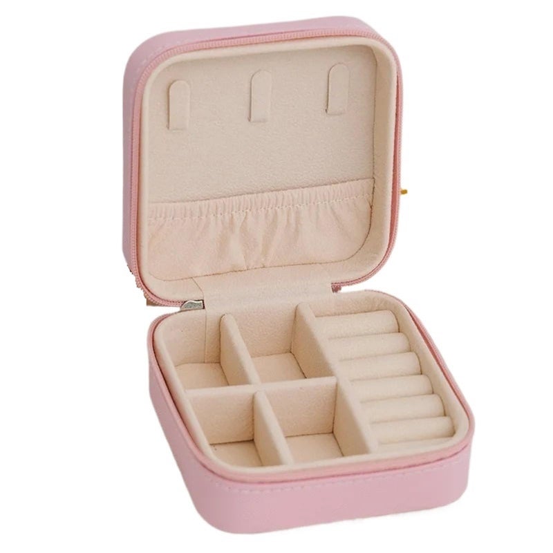 Pink Portable Jewelry Box Organizer 5 Piece Set For Travel Earrings Necklace Ring Display Case - Image 2