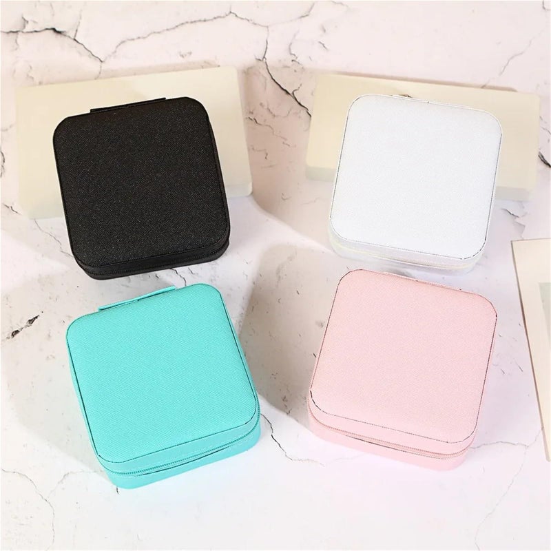Pink Portable Jewelry Box Organizer 5 Piece Set For Travel Earrings Necklace Ring Display Case - Image 3