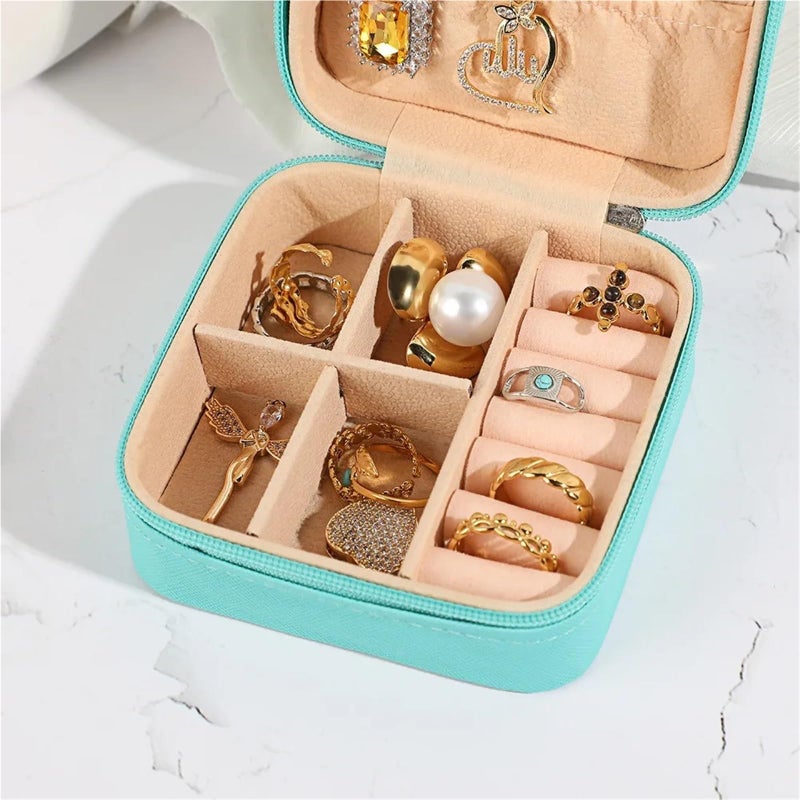 Pink Portable Jewelry Box Organizer 5 Piece Set For Travel Earrings Necklace Ring Display Case - Image 4