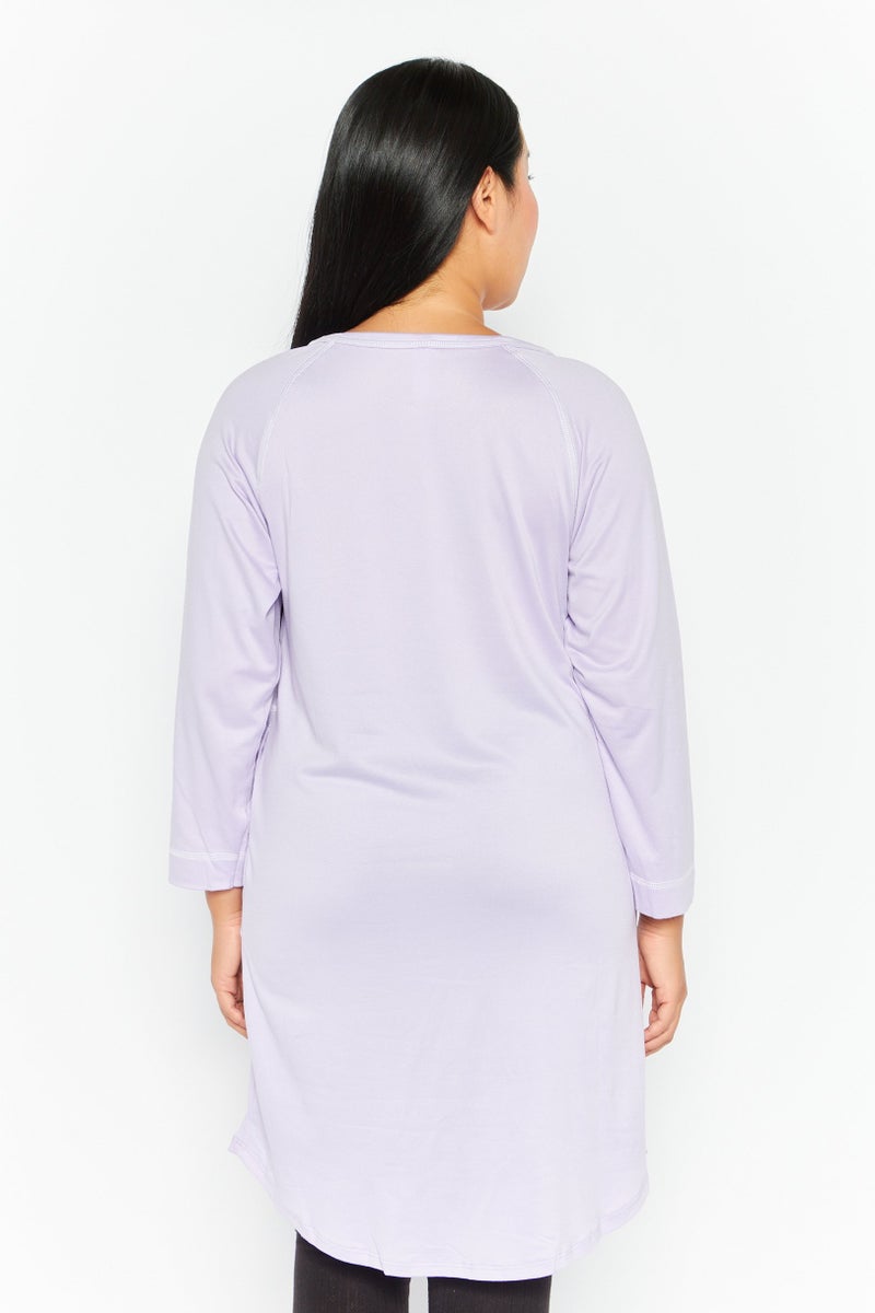 PJ Couture Women Textured Sleepwear Top, Lilac - Image 4