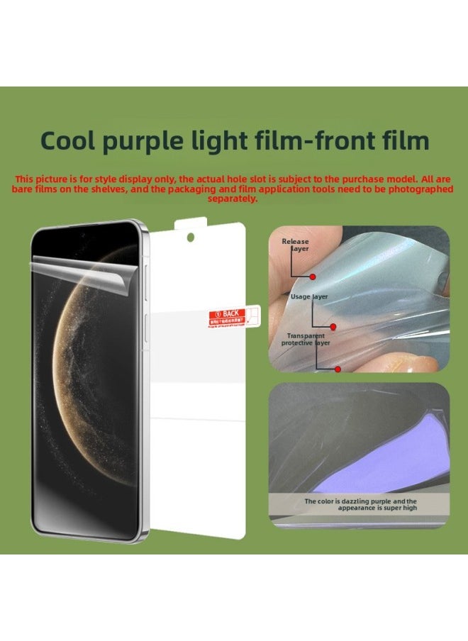 Suitable For Iphone 16promax Positioning Sticker Edge Hydrated Film For Iphone15/14 HD Full Package TPU Mobile Phone Soft-Color:Cool Purple Light Film-front Film-Dimensions:For Apples 15  - Image 1