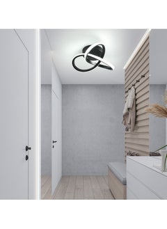 Ganeed Hallway Light,20W LED Ceiling Light,Semi Flush Mount Chandelier, Kitchen Led Lights Fixtures for Foryer Bedroom Garage Bathroom Balcony Corridor Stair Aisle Lamp,Black,6000K  - Image 2