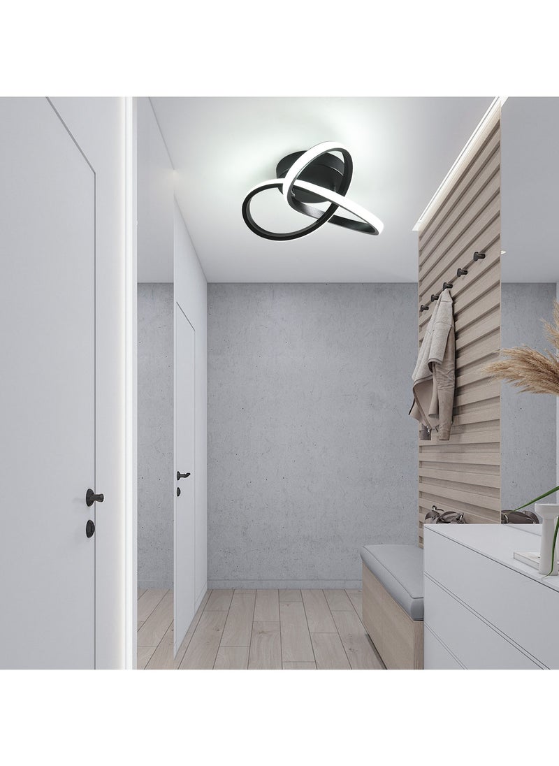 Ganeed Hallway Light,20W LED Ceiling Light,Semi Flush Mount Chandelier, Kitchen Led Lights Fixtures for Foryer Bedroom Garage Bathroom Balcony Corridor Stair Aisle Lamp,Black,6000K  - Image 2