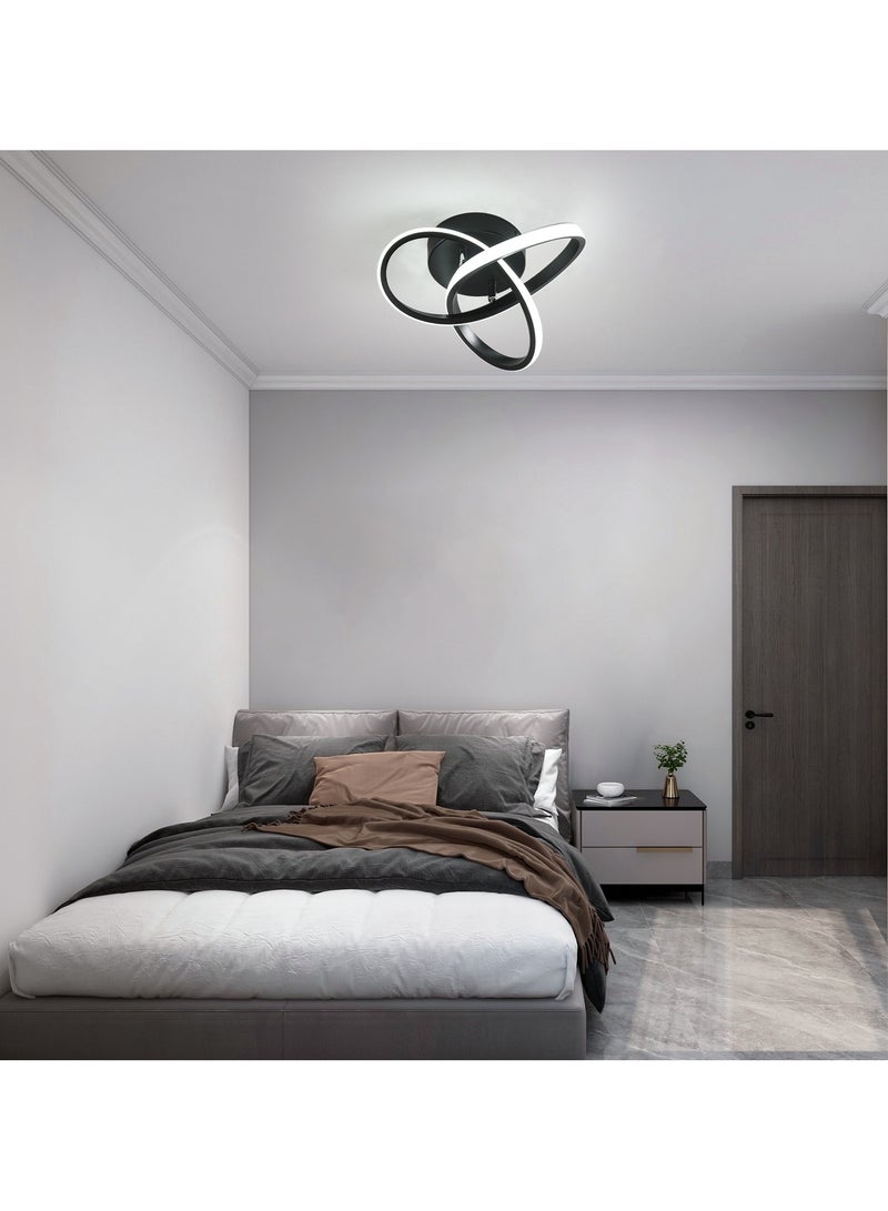 مصباح المدخل، مصباح سقف LED 20 واط، ثريا شبه متدفقة، مصابيح إضاءة LED للمطبخ لغرفة نوم المرآب الحمام شرفة الممر مصباح الممر، أسود، 6000 كلفن