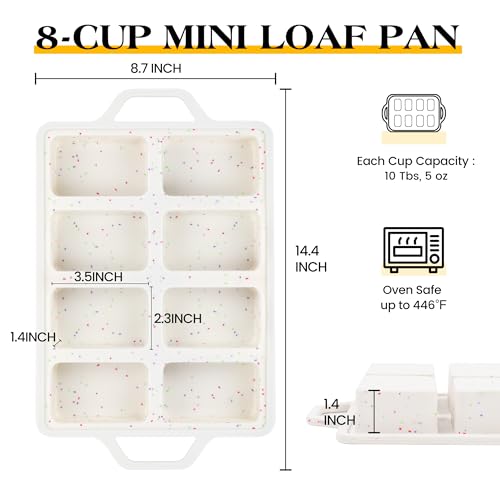 AOTASO 2 Pcs Mini Loaf Pans with Metal Reinforced Frame, Nonstick Small Silicone Bread Pans for Baking, 8 Cavity Tiny Meatloaf Pan (Cream) - Image 4