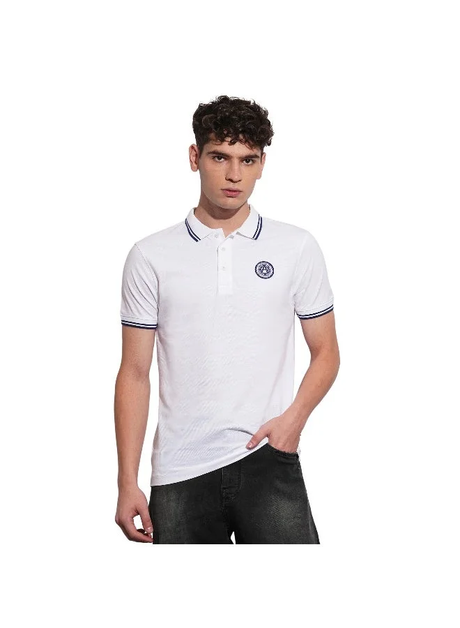 Being Human Mens White Polo Collar Short Sleeve Polo T-Shirt