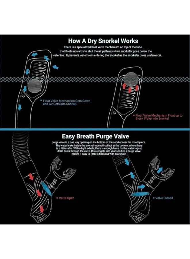 Diving Mask Snorkeling Mask with Latest Dry Top Breathing System,Fold 180°Panoramic Diving Snorkeling Goggles Tempered Glass Anti-Fog Anti-Leak Snorkeling Gear for Adults and Youth. - Image 3