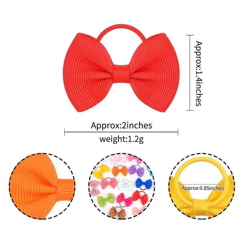 2 Inch Baby Girls Hair Bows Elastic Ties Grosgrain Ribbon Bow With Rubber Band Ponytail Holders Hair Accessories for Infants Toddlers Girls Kids In Pairs2PCS white - Image 2