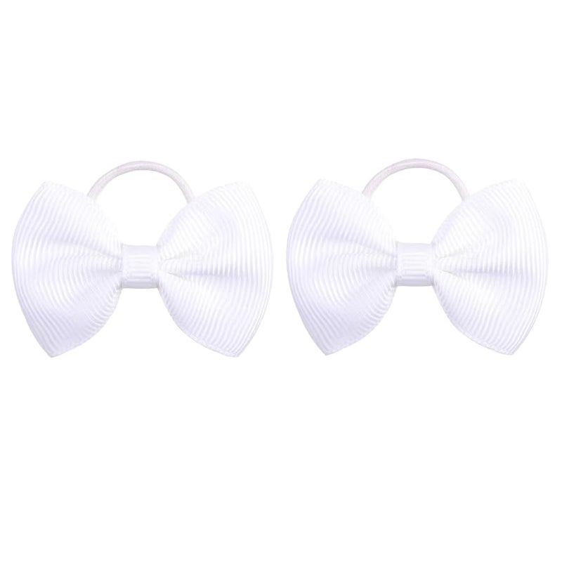 2 Inch Baby Girls Hair Bows Elastic Ties Grosgrain Ribbon Bow With Rubber Band Ponytail Holders Hair Accessories for Infants Toddlers Girls Kids In Pairs2PCS white - Image 1