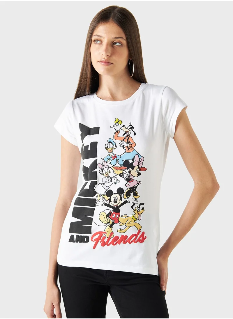 اس بي كاركترز Mickey Mouse Print T-Shirt