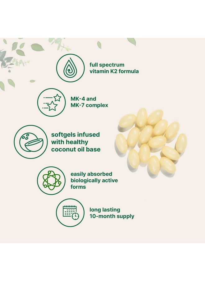 Micro Ingredients - Full Spectrum Vitamin K2 Mk4 + Mk7 Supplement 150 Mcg 300 Coconut Oil Softgles; Easily Absorbed Active Menaquinone Complex; Immune Joint & Heart Support; Nongmo - Image 1