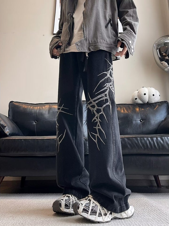 Unisex Classic Denim Jeans Loose Fit Daily Outdoor Wear - Image 1