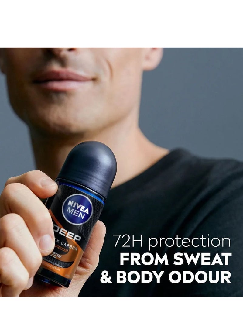 Nivea - Set Of NIVEA MEN Roll On Deodorant Black And White Invisible Fresh And Fresh Active And Deep Black Carbon Espresso 50 Ml - Image 1
