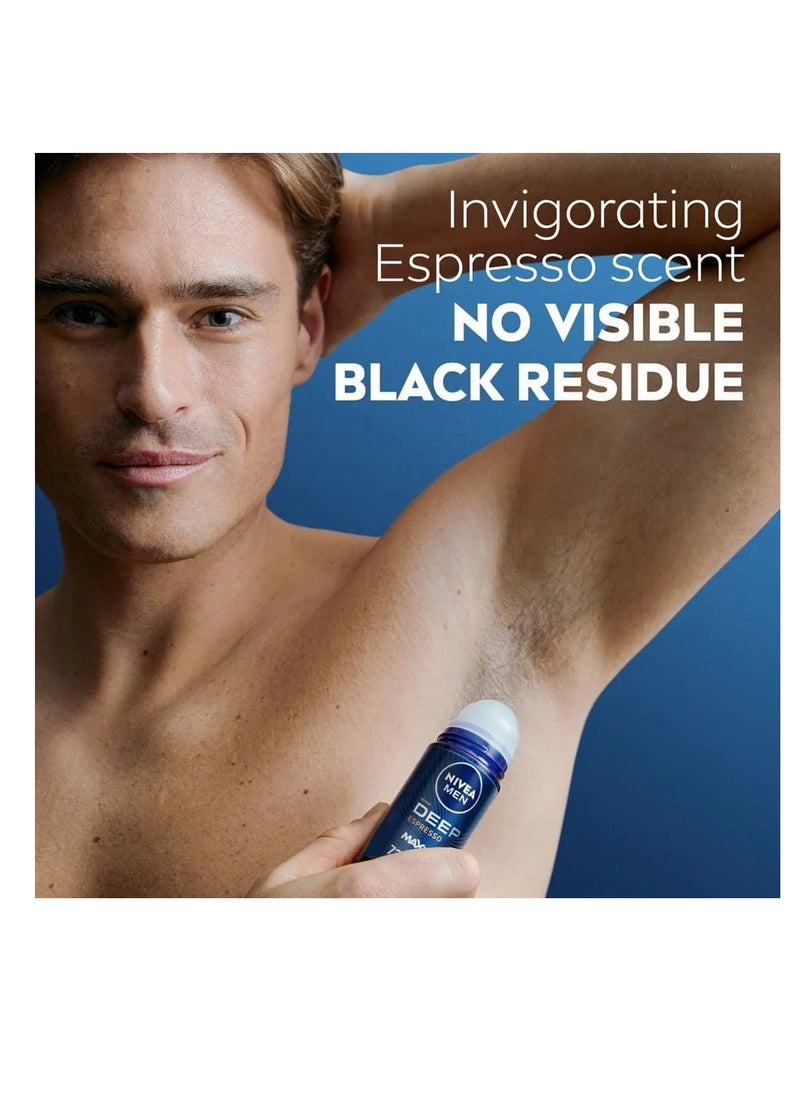Nivea - Set Of NIVEA MEN Roll On Deodorant Black And White Invisible Fresh And Fresh Active And Deep Black Carbon Espresso 50 Ml - Image 1