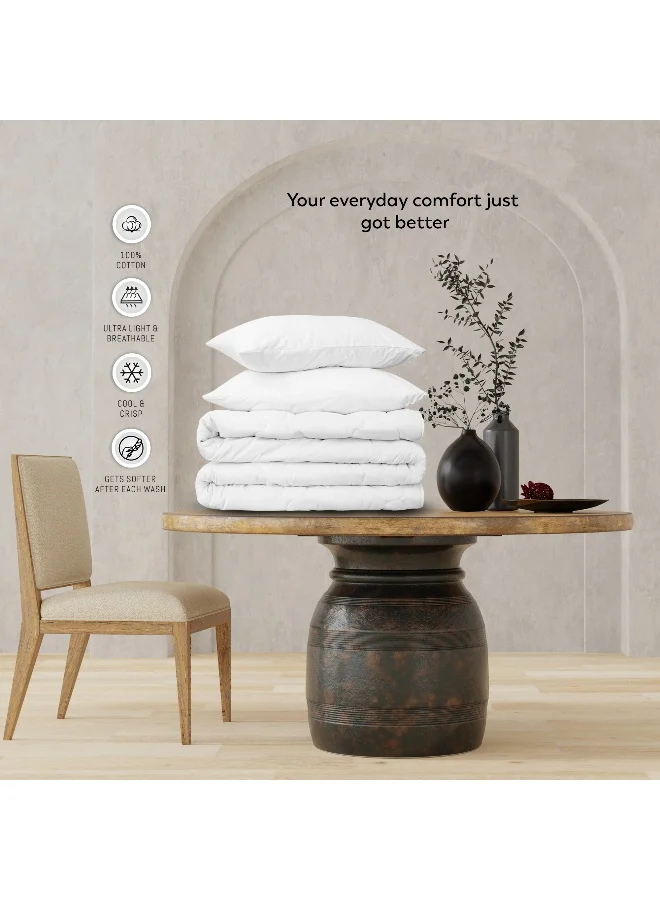 Color Sense Solid 1 Duvet Cover + 2 Pillow Covers Double Cotton Navy 200x160cm