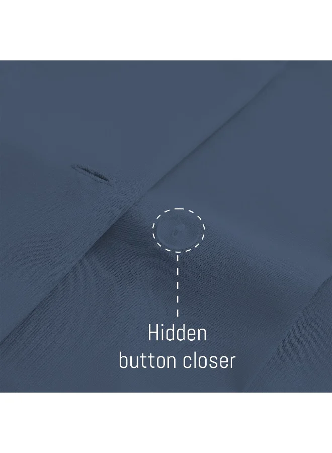 Color Sense Solid 1 Duvet Cover + 2 Pillow Covers Double Cotton Navy 200x160cm