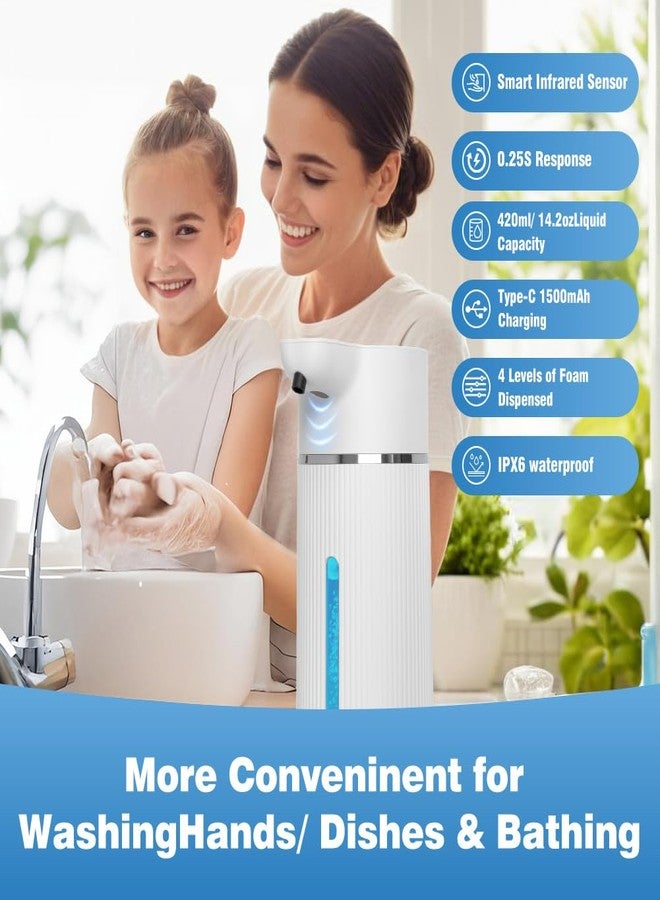 ULTAC Touchless Automatic Soap Dispenser for Kitchen and Bathroom, Liquid Hand Soap Dispenser, Water-Resistant and Rechargeable, 14.2oz/420ml ，Intelligent Digital Display，4-Level Adjustable,Modern - Image 2