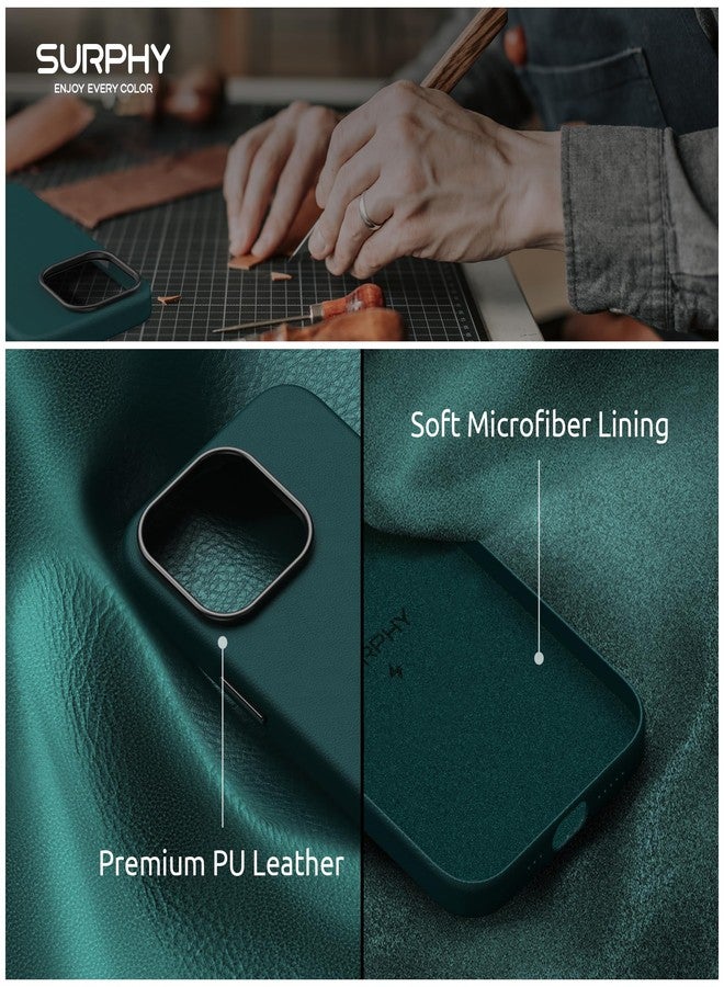SURPHY Leather Case for iPhone 15 pro (6.1 Inch) Compatible with MagSafe and 2*Screen Protector,iPhone 15 pro Case,iphone 15 pro Leather Case Shock Absorption Full Case Protection Cover,Forest Green - Image 5