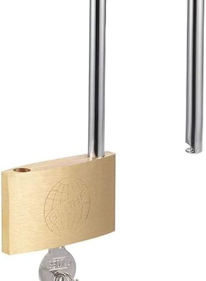 Brass Padlock Keyed Alike 60mm Wide Brushed Finish Hardened Steel Shackle 2 Pack - Image 3