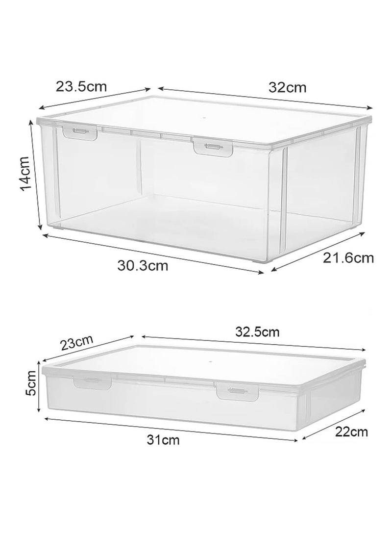 Premify 2Pcs Book Storage Box with Lids, Stackable Clear Plastic Boxes Office Organizer to Store Doccuments & Stationery, Can Store Beads Kids Toys Cars Blocks Cubes Cratfs Puzzle Etc - Image 2