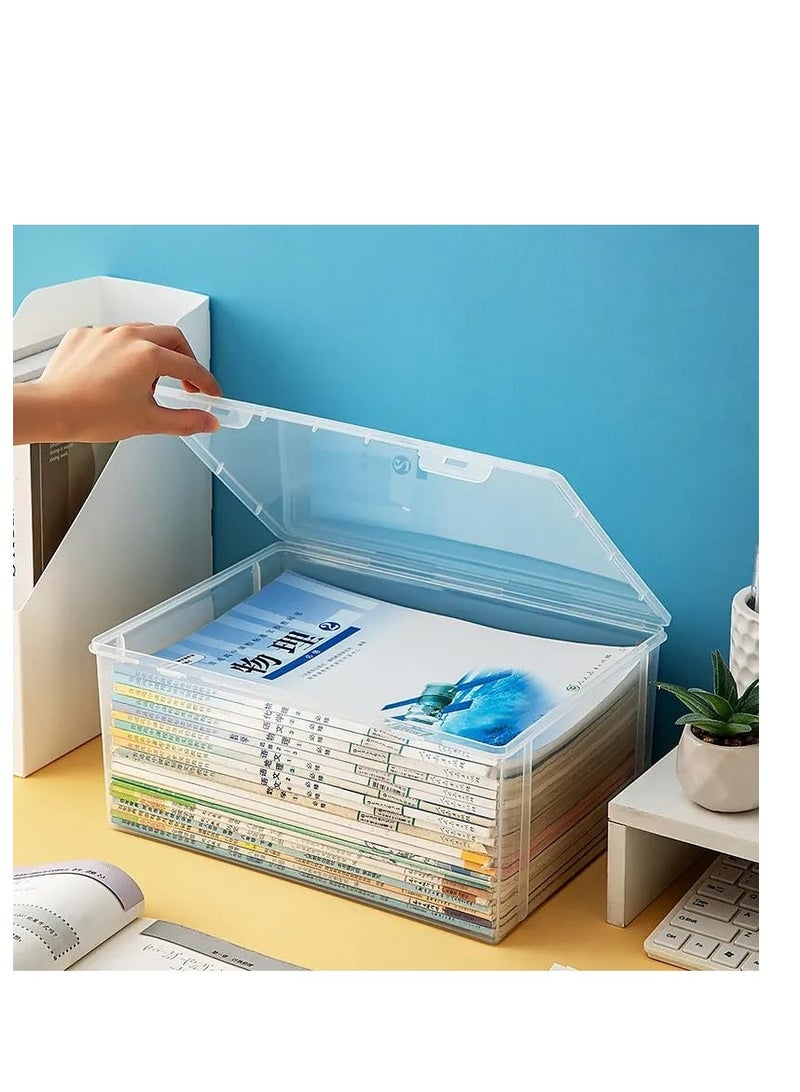 Premify 2Pcs Book Storage Box with Lids, Stackable Clear Plastic Boxes Office Organizer to Store Doccuments & Stationery, Can Store Beads Kids Toys Cars Blocks Cubes Cratfs Puzzle Etc - Image 3