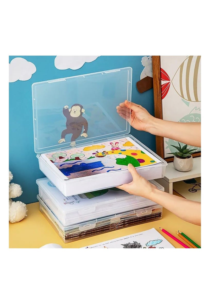 Premify 2Pcs Book Storage Box with Lids, Stackable Clear Plastic Boxes Office Organizer to Store Doccuments & Stationery, Can Store Beads Kids Toys Cars Blocks Cubes Cratfs Puzzle Etc - Image 4