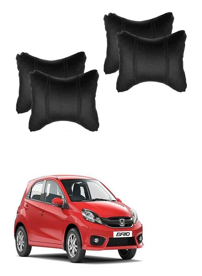 AdroitZ Black Universal Neck Rest Pillow Faux Leather Material in Football Design for All Cars (Pair of 2)_340 - Image 1