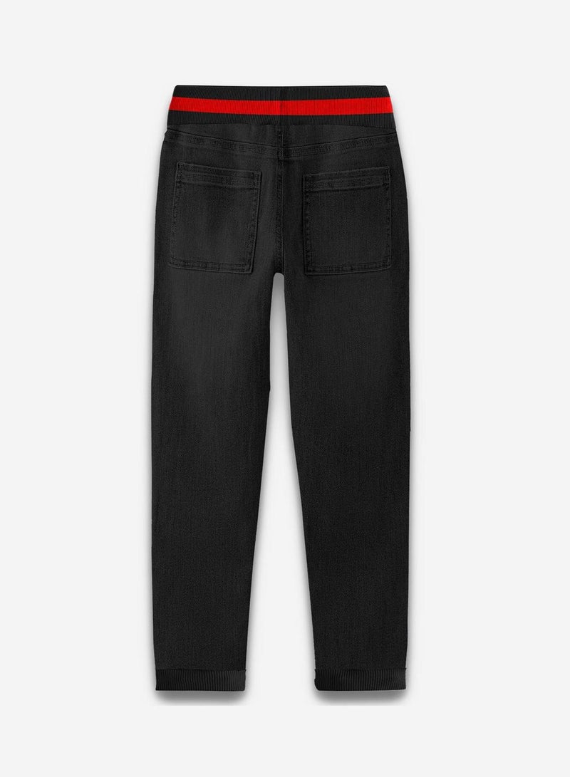 Bonkids Regular Printed Black Cotton Jeans For Boys Pull On 100 % Cotton  - Image 2