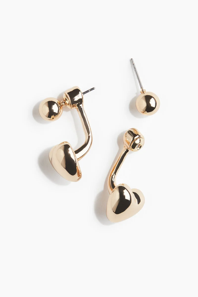 H&M Heart-shaped front and back earrings