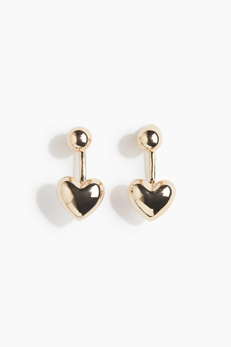 H&M Heart-shaped front and back earrings