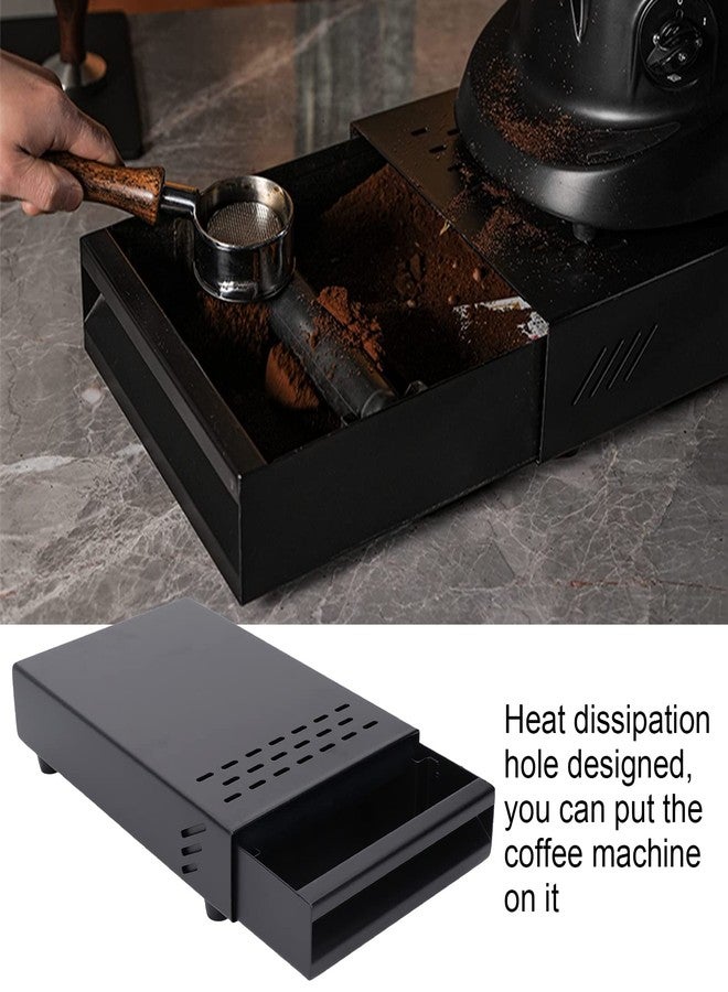 ZERONE Espresso Coffee Knock Box Drawer, Removable Rubber Strike Wood Pole Coffee Knock Box Drawer, Stainless Steel Coffee Powder Box Non Slip Base (Black) - Image 3