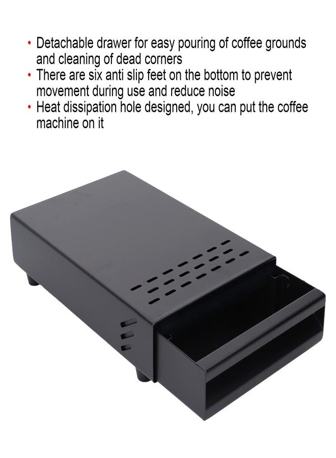 ZERONE Espresso Coffee Knock Box Drawer, Removable Rubber Strike Wood Pole Coffee Knock Box Drawer, Stainless Steel Coffee Powder Box Non Slip Base (Black) - Image 2