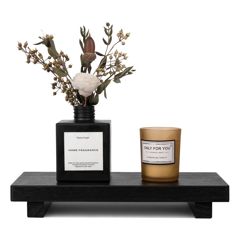 zoocatia Small Wood Tray Pedestal Stand Farmhouse Bathroom Decor Decorative Wooden Riser Kitchen Soap Dish Holder for Vanity, Counter, Sink, 10" x 4.5" - Black - Image 5