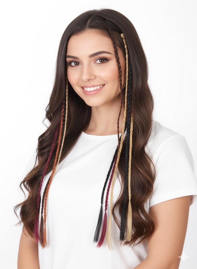 Ritzkart Set of 6 Pcs Braid Style Coloured Hair Streak For Girls And Women And Also For Kids Use Hair Accessories For Parties And Weddings, Multicolored - Image 2