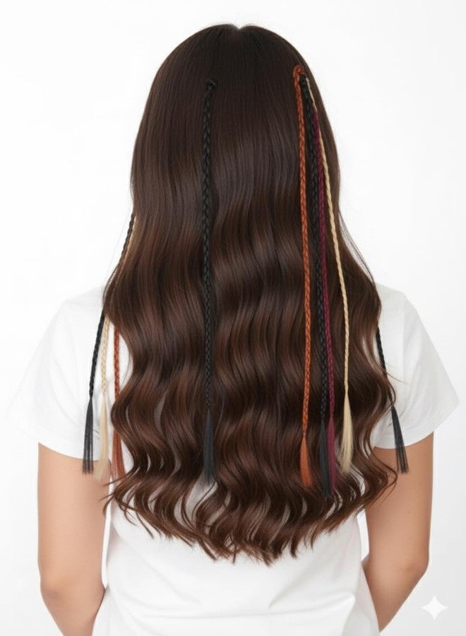 Ritzkart Set of 6 Pcs Braid Style Coloured Hair Streak For Girls And Women And Also For Kids Use Hair Accessories For Parties And Weddings, Multicolored - Image 3