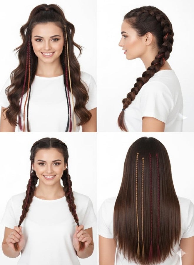 Ritzkart Set of 6 Pcs Braid Style Coloured Hair Streak For Girls And Women And Also For Kids Use Hair Accessories For Parties And Weddings, Multicolored - Image 5