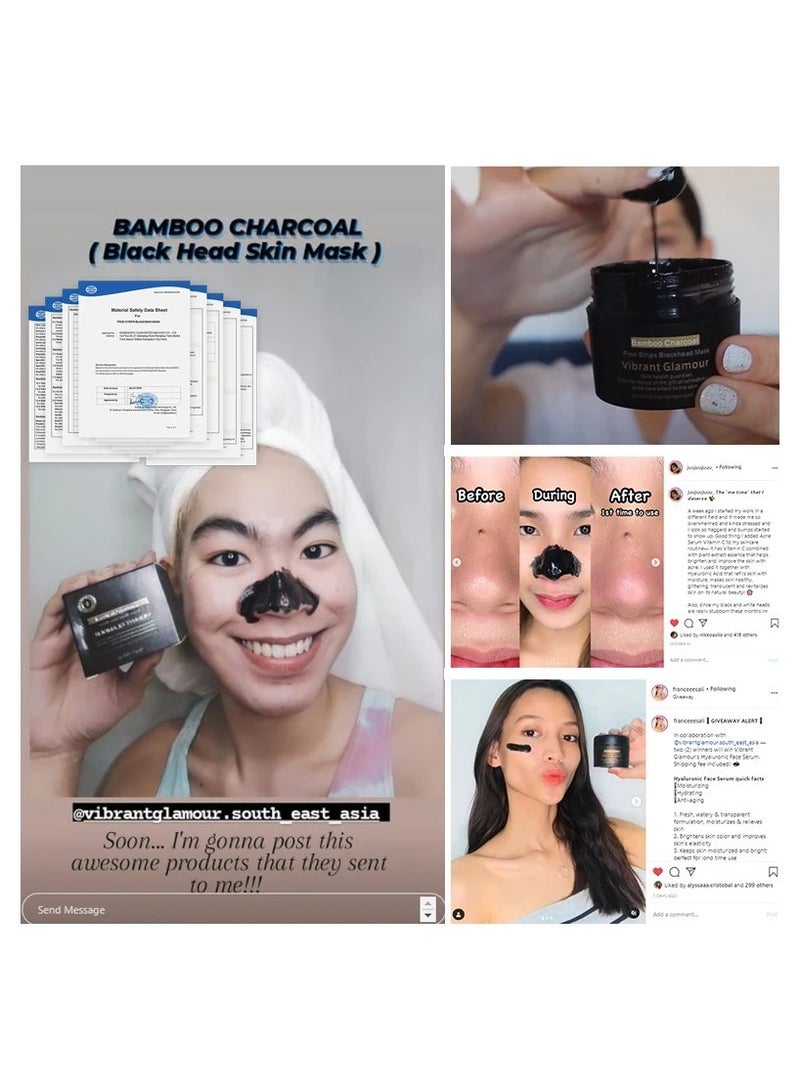 Vibrant Glamour VIBRANT GLAMOUR Bamboo Charcoal Blackhead Remover Face Mask Acne Peeling Deep Cleansing Shrink Pore - Image 5