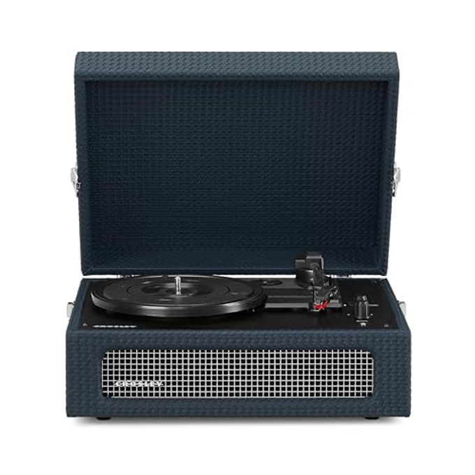 Crosley Cr8017B-Ny Voyager Vintage Portable Vinyl Record Player Turntable With Bluetooth In/Out And Built-In Speakers, Navy - Image 1