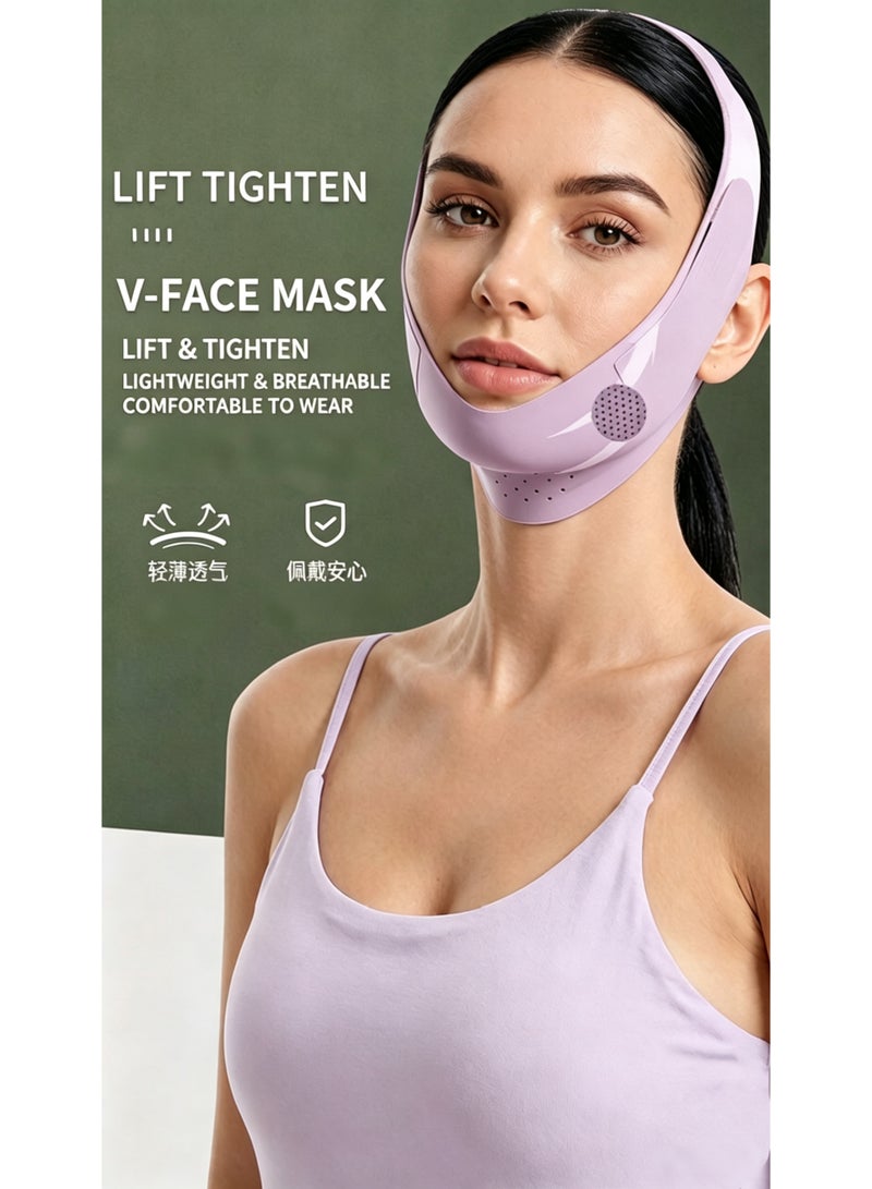 Egolav Graphene and Ice Silk V-Shape Face Slimming Mask: Physically Lifts and Tightens the Jawline, Reduces Double Chin, Improves Facial Sagging, and Reshapes the Face—The Ultimate Face-Slimming Tool (Light Purple) - Image 2