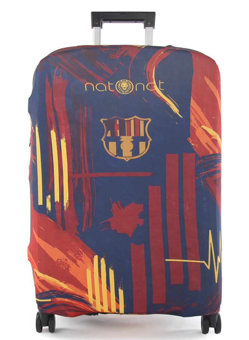 natOnat Travel Luggage Cover Protector - Suitcase Cover - Stretchy, Washable Spandex & Polyester - Protects Against Dirt & Scratches - Blaugrana Design - Fits 72-81 CM Height ( X Large ) - Image 1